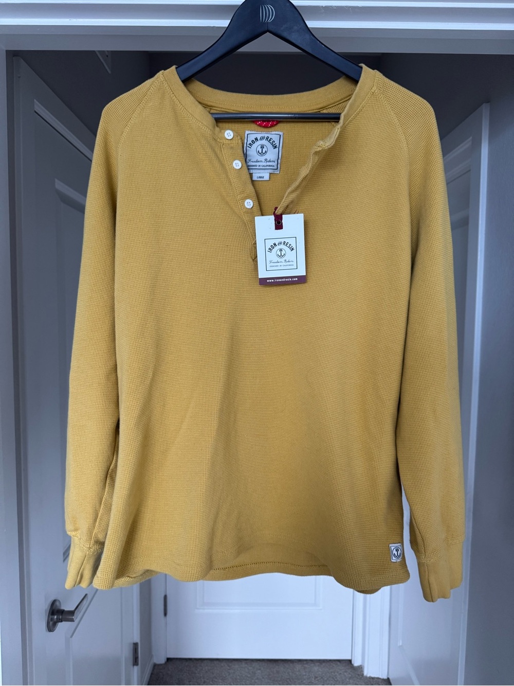 Iron & Resin Gold Yellow Long Sleeve Henley Shirt